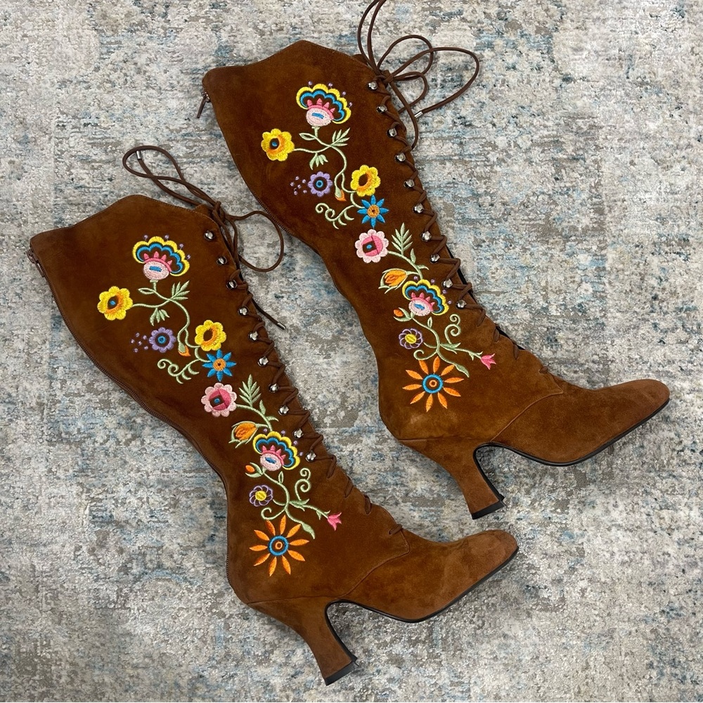PENNY LANE BOOTS ✨ JEFFERY CAMPBELL X FREE PEOPLE ✨ WISTERIA RARE GEM💎 - Picture 10 of 17